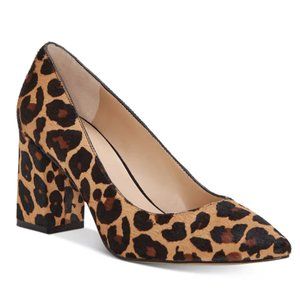 NEW INC Bahira Block-Heel Hair calf Pumps